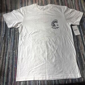 RVCA Shirt Mens S White Graphic Short Sleeve Crewneck Tropical Surf VA Logo